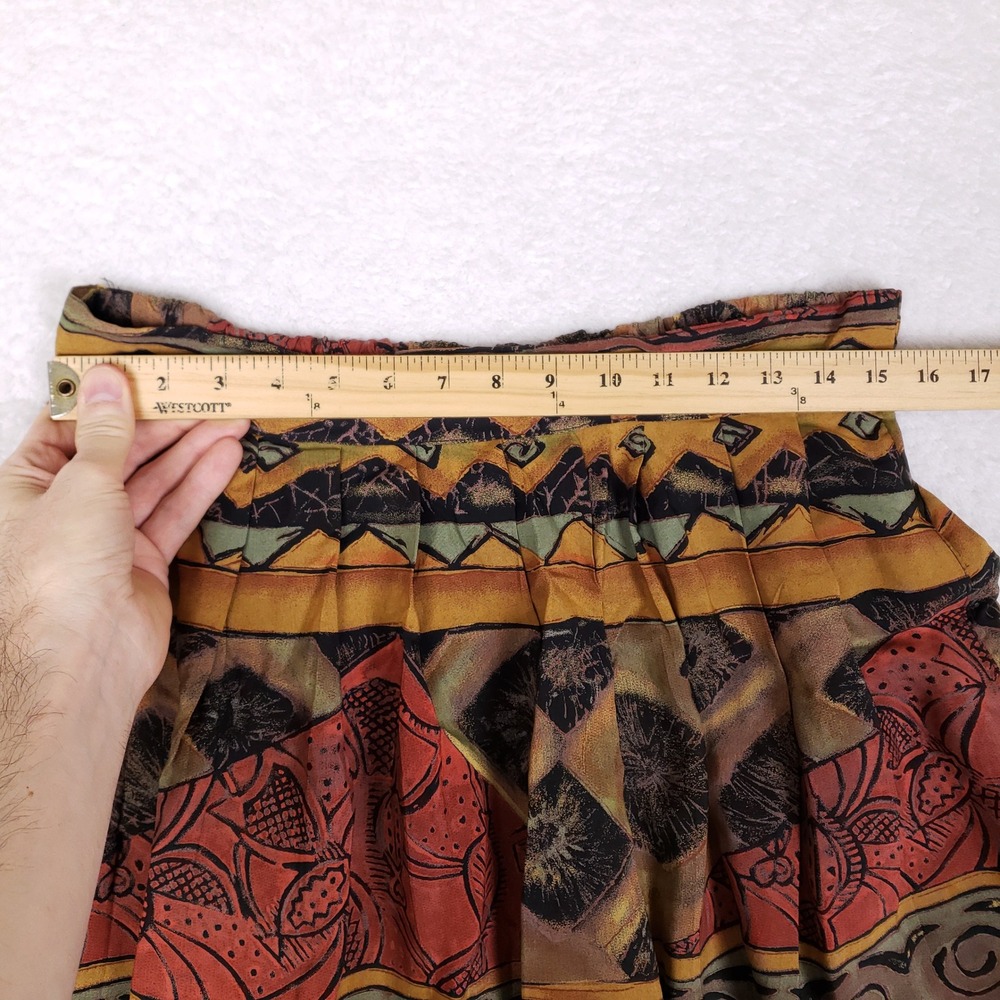 Justin B Jones Vintage Skirt Womens Large Midi Rayon Southwestern Tribal Pleated - Picture 3 of 8